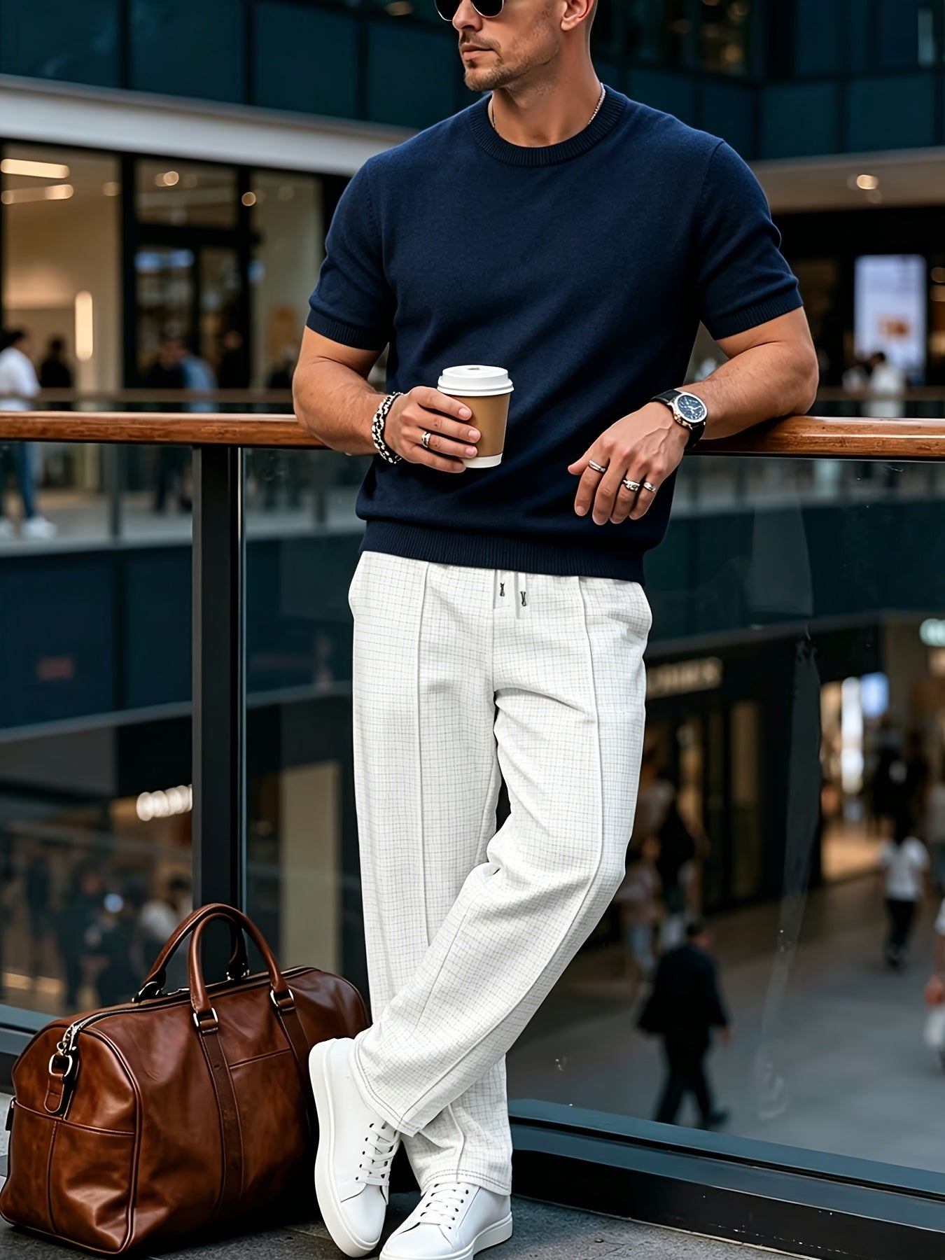 Men's Slim Fit Round Neck Knit Short Sleeve T-Shirt