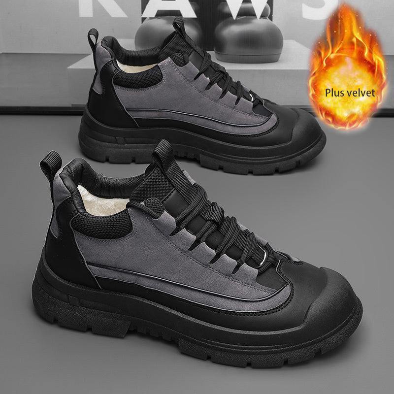 Men's Winter Casual Soft-Soled Lace-Up Shoes, Korean Style