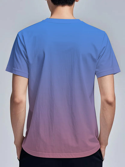 Men'S "Calvin" Graphic T-Shirt - Casual 3D Print Letter Tee with Geometric Design, Short Sleeve, Round Neck, Light Blue, Perfect for Summer, Everyday  Sportswear, Casual Wear Tee   Modern Casualwear   Comfortable Fit