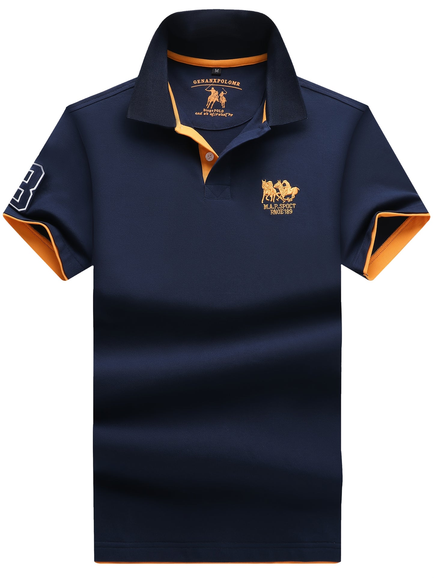 Men'S Short-Sleeve Polo Shirt with 95% And Embroidered Design - ayq