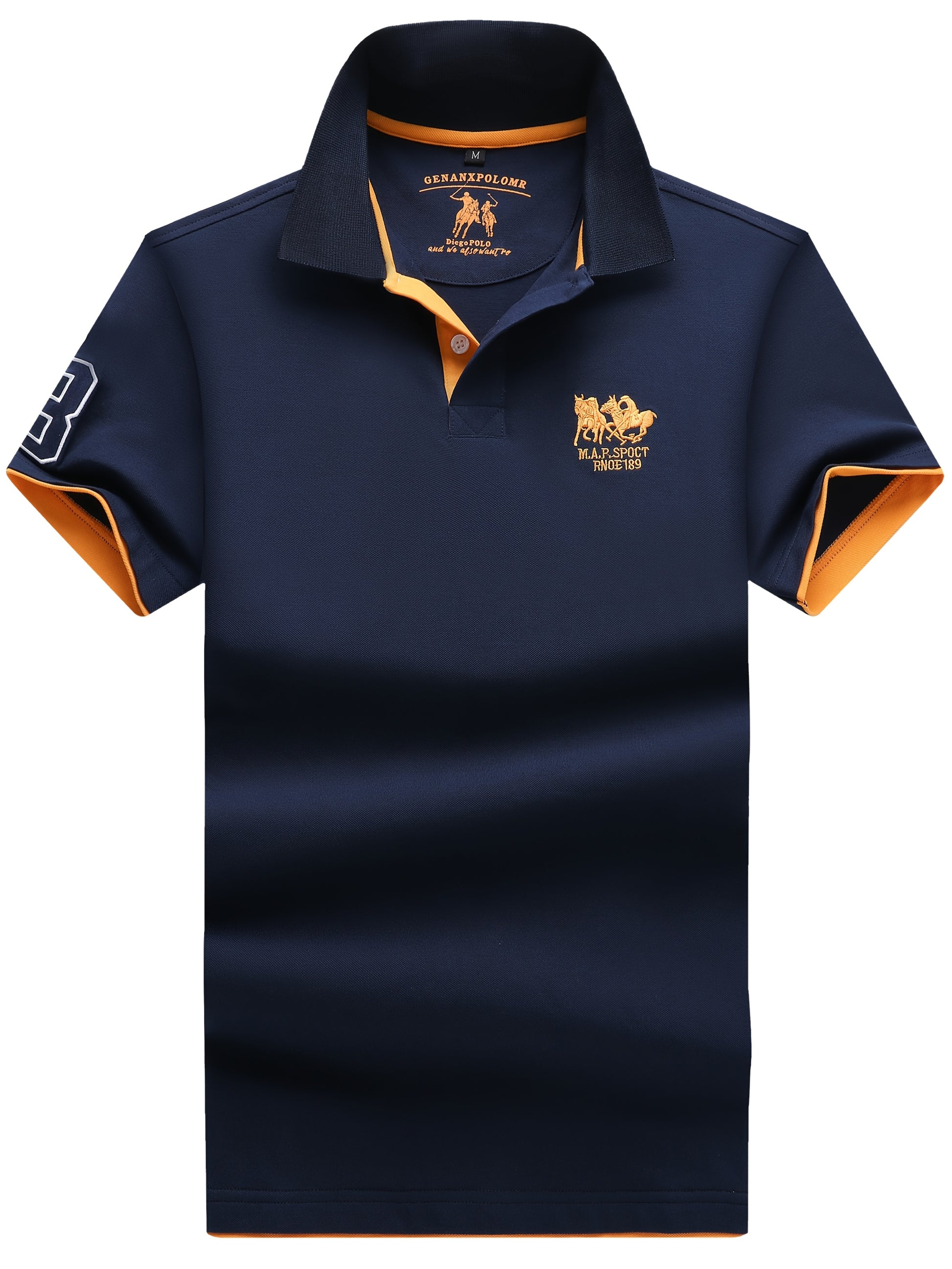 Men'S Short-Sleeve Polo Shirt with 95% And Embroidered Design - ayq