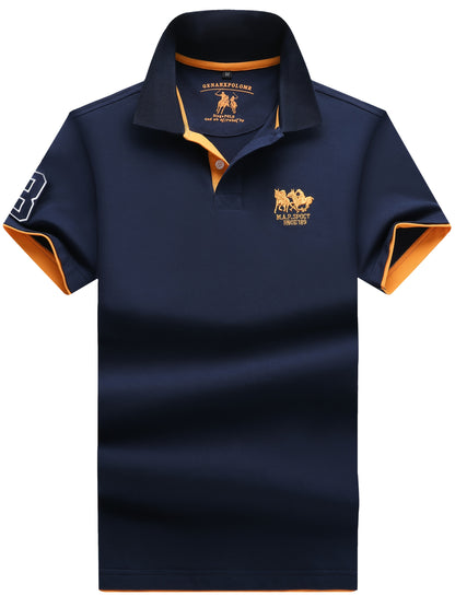 Men'S Short-Sleeve Polo Shirt with 95% And Embroidered Design - ayq