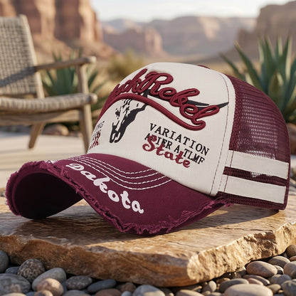 Men's Lightweight Bull Head Pattern Mesh Baseball Cap for Spring Summe