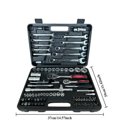 82pcs Multi-Functional Repair Tool Set | Comprehensive Kit for Automotive, Furniture, and Bicycle Mechanics, Metal Socket Wrench Set, Reinforced Material, Suitable for All Scenarios