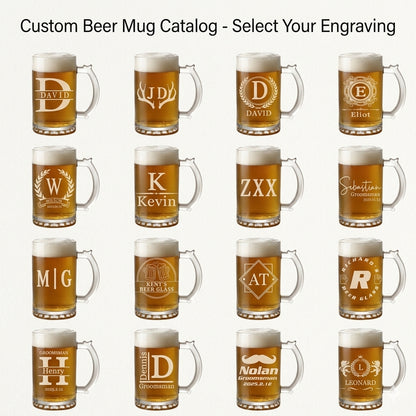 Personalized Large Glass Beer Mug - Custom Engraved Gift