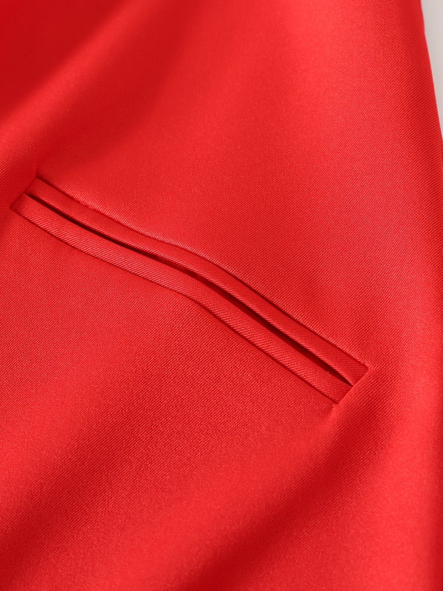 Women's Elegant Red Blazer Jacket - No-Buckle Open Front Long Sleeve Coat, Machine Washable H-Silhouette Solid Color for All-Season Office & Casual Wear