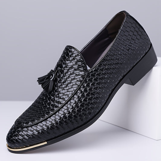 Men's Casual Woven Pattern Loafers with Pointed Toe