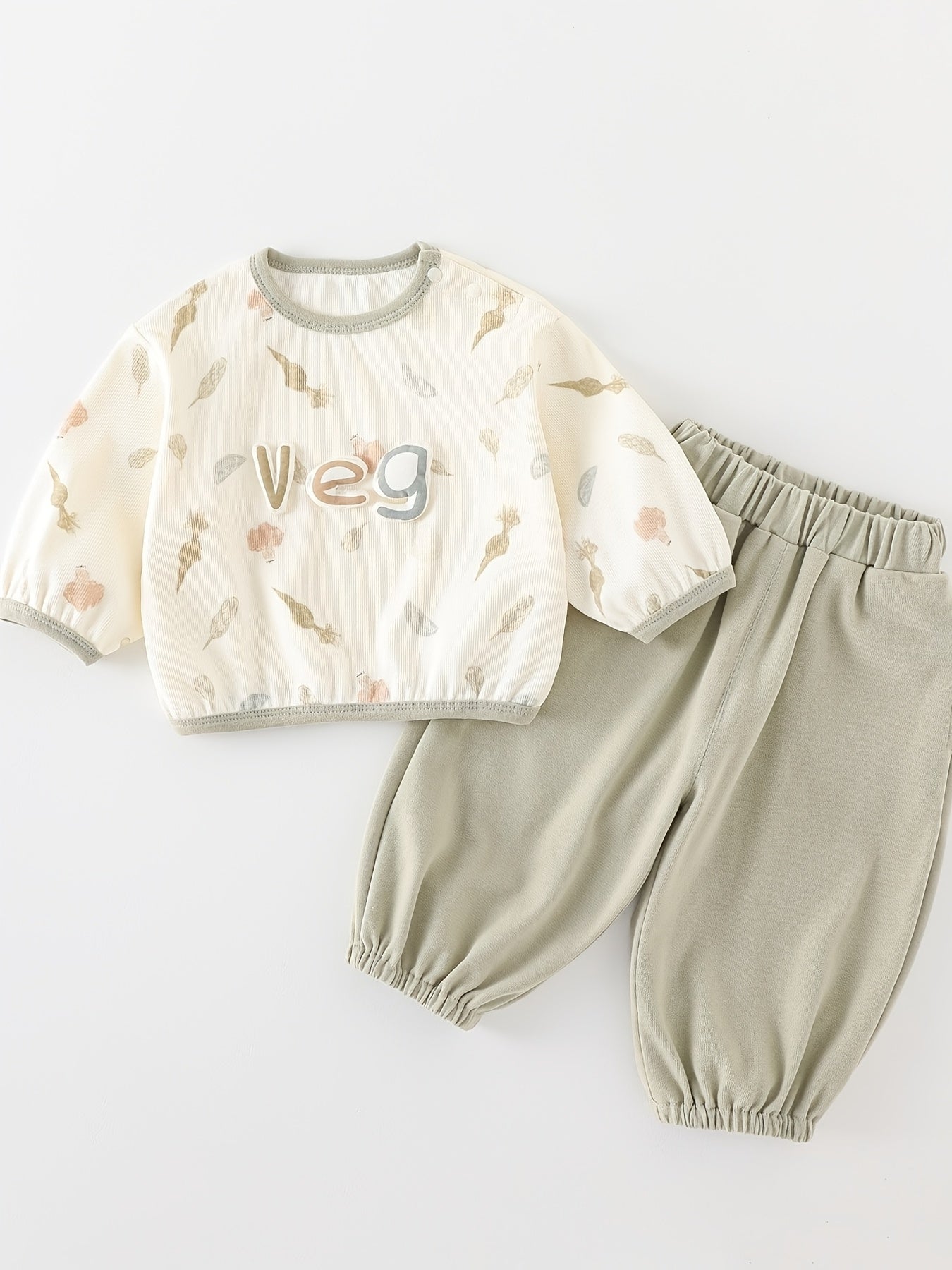 Boys' Autumn Crew Neck Letter Print Top & Casual Pants Set