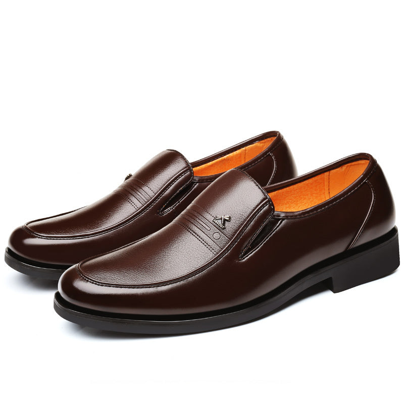 Men's Elegant PU Lace-Up Office Shoes All-Season Formal Footwear