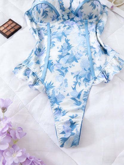 Elegant Floral Purple Lace Jumpsuit for Festivals & Parties