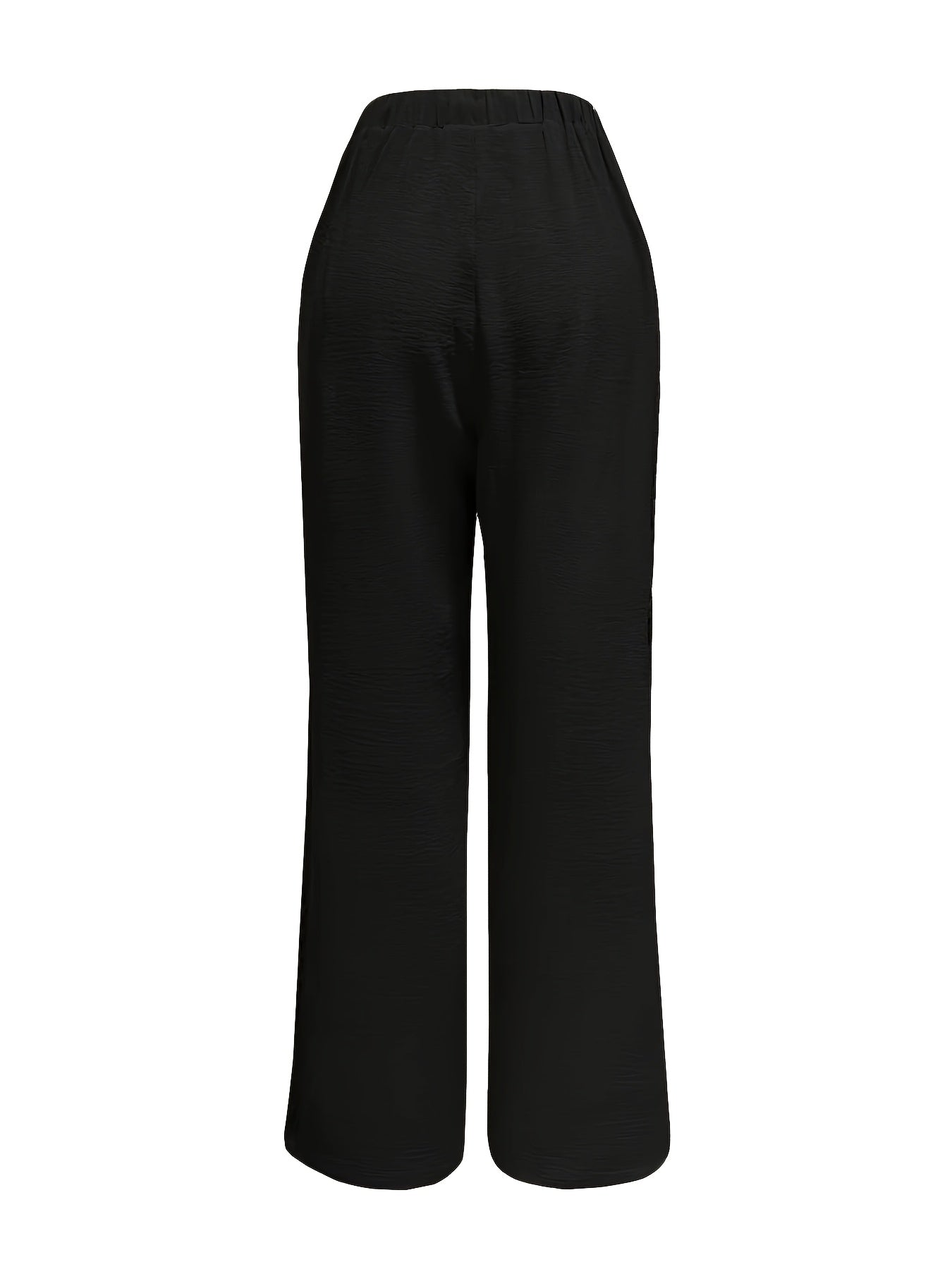 Women's Casual Straight Leg Polyester Trousers with Ruffle Detail