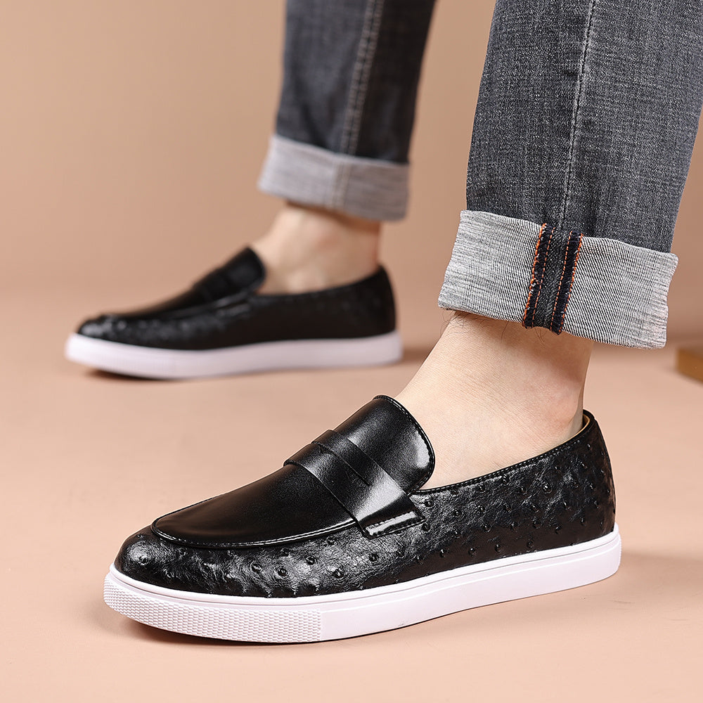 Plus-Size Men's Casual Loafers with White Rubber Soles