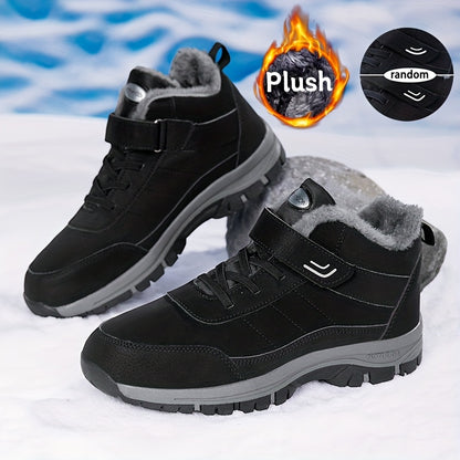 's & 's Winter Warm Ankle Boots with Lace-Up & Buckle Closure, Traction Tread Sole, Round Toe -like Upper - All-Terrain Ice/Snow Boots for, Outdoor, Daily Cold Weather (Unisex, Dark Grey/Brown)