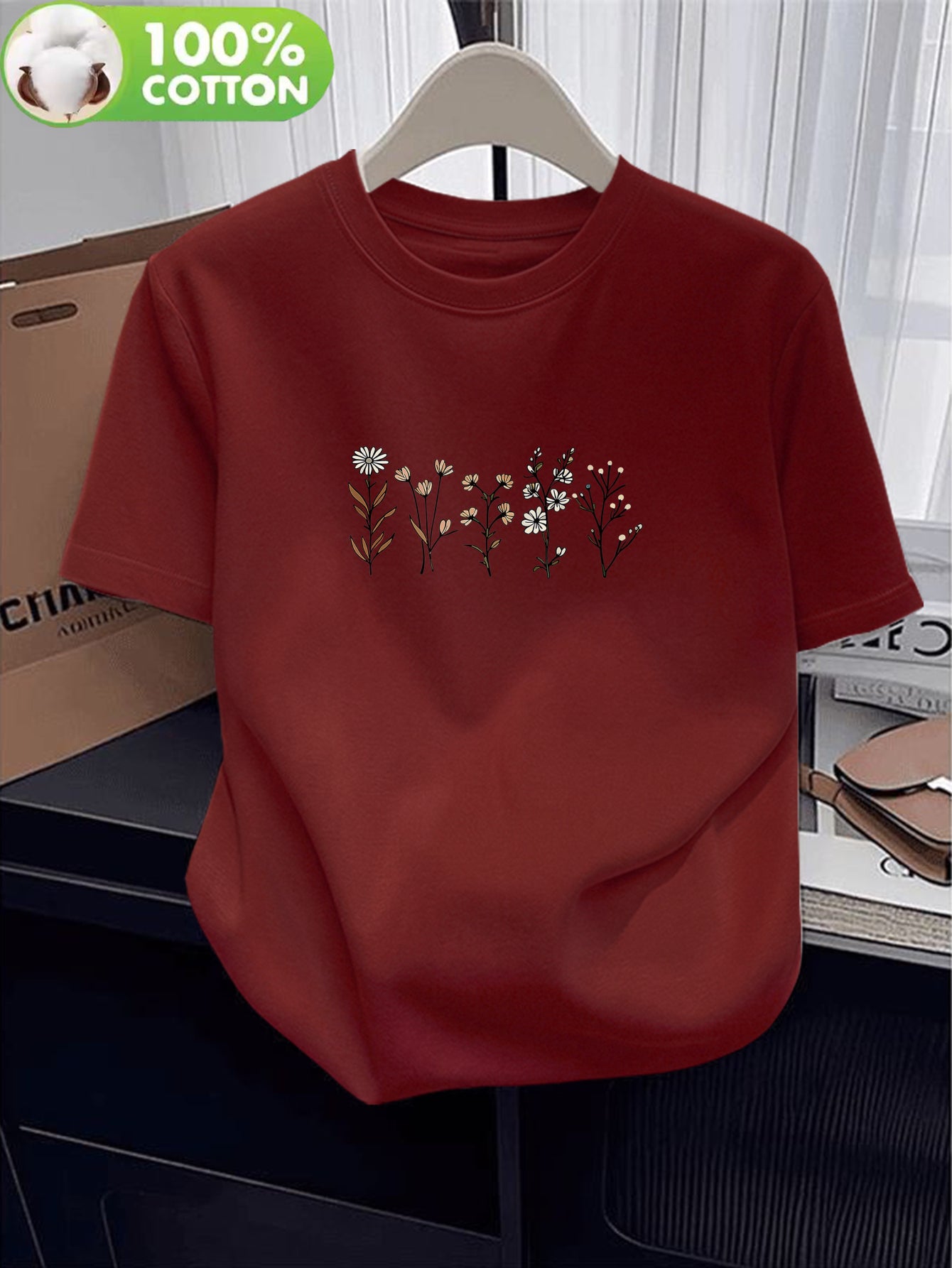 Women's Cotton Casual T-Shirt with Alphabet Pattern, Summer Fit
