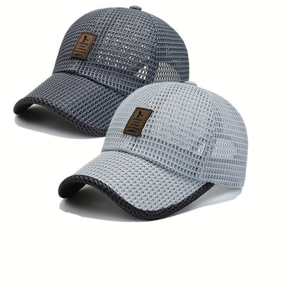 2pcs ediko Mesh Cap with Edge, Summer Mesh Baseball Cap for Men, Truck Driver Mesh Cap, Outdoor Sports Running