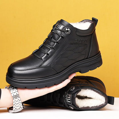 Men's Outdoor Casual Shoes, Comfortable Lace-up Design, Wear-Resistant and Non-Slip Lug Sole, Suitable for Winter Hiking and Daily Casual Occasions, Classic High-Top Work Boots