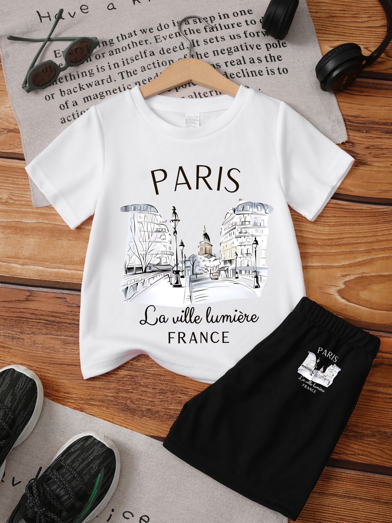 Girls Casual Two-Piece Summer Set - Fun Letter Tee & Shorts