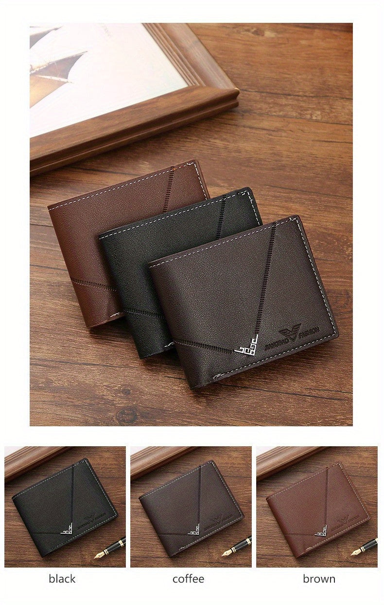 Customizable Name Men'S Wallet | Short Youth Fashion Wallet with Multi Slot Lychee Pattern, Ideal for Father'S Day, Valentine'S Day, Wedding, Groom'S Father and Boyfriend Exclusive Gift