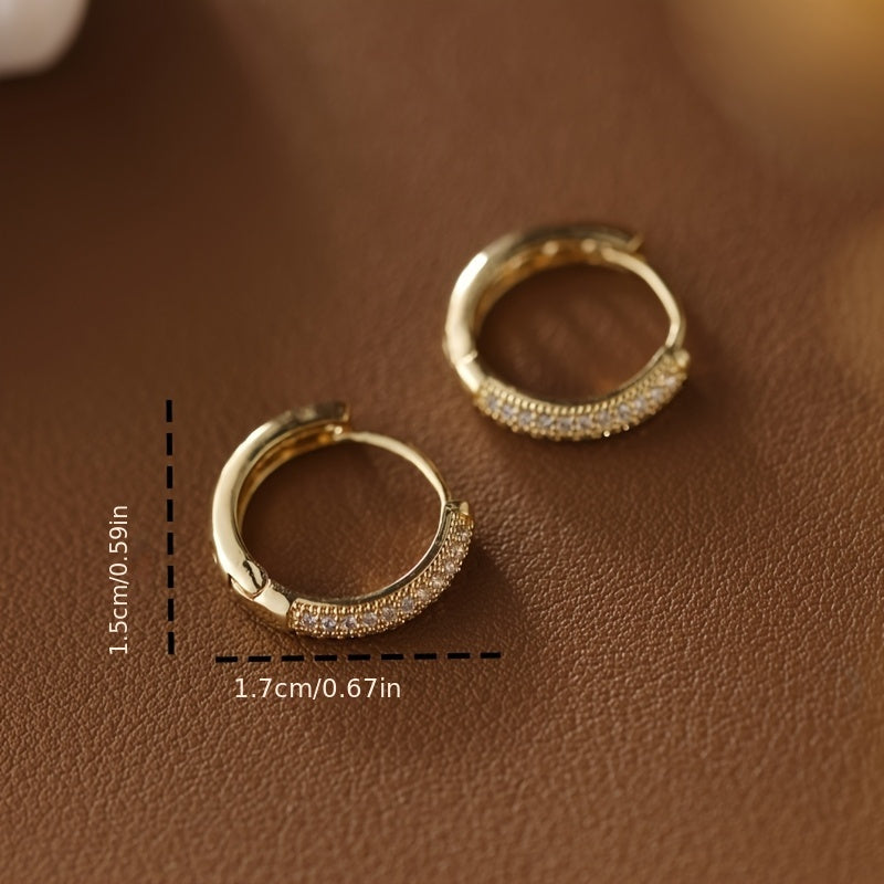 Elegant Circular Luxury Earrings with Glass Inlay for Women