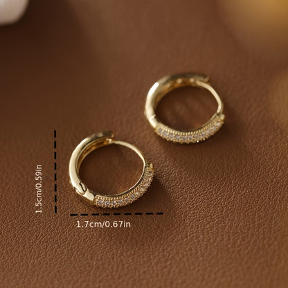Elegant Circular Luxury Earrings with Glass Inlay for Women