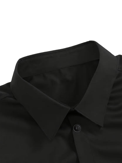 Men's Slim Fit 2-Piece Suit Set Long Sleeve Shirt & Tapered Pants