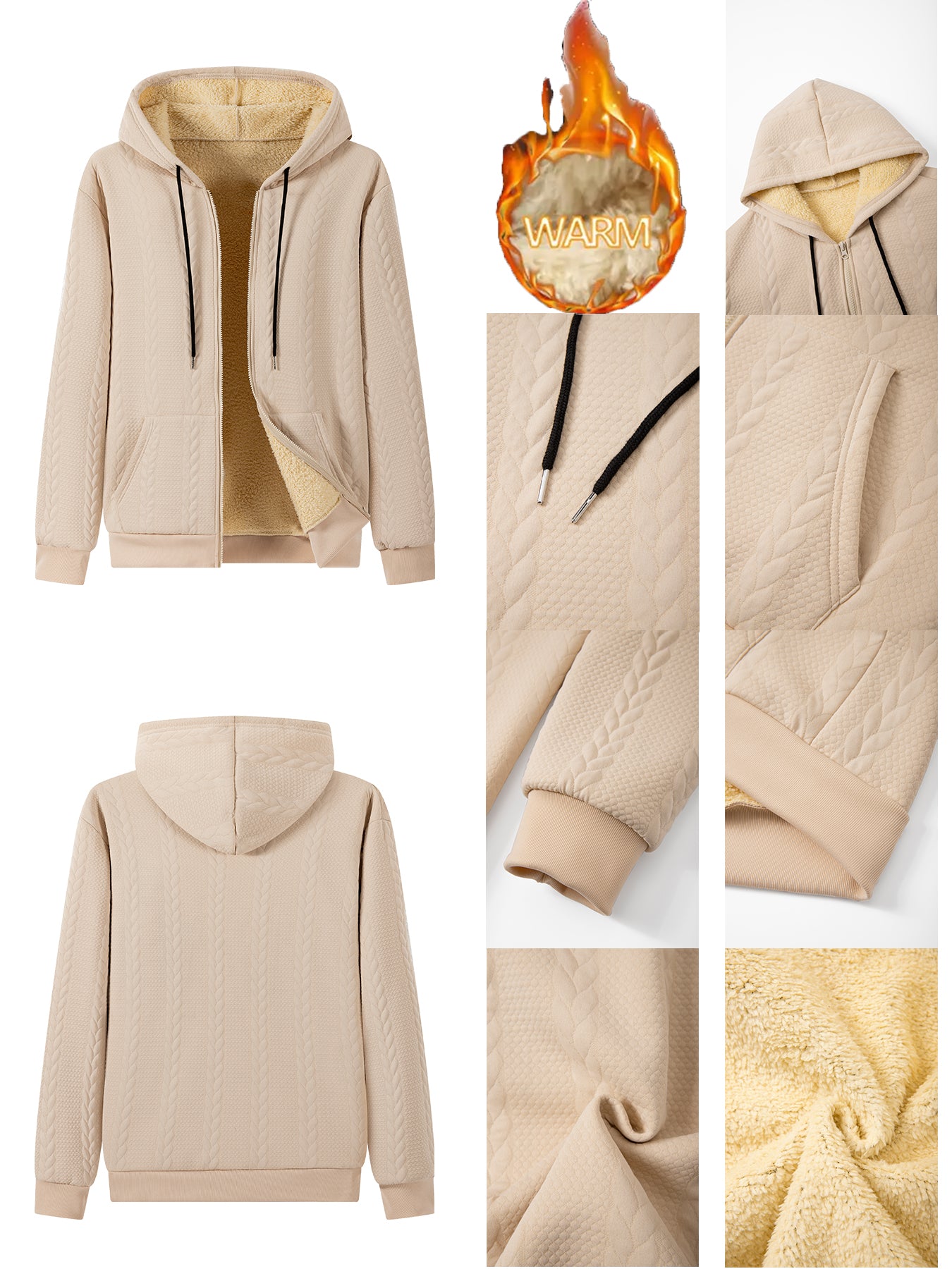 Men's Winter Fashion Two-Piece Set: Jacquard Hooded Cardigan with Lining & Long Pants – Ideal for Autumn and Winter, Winter Clothes For Men