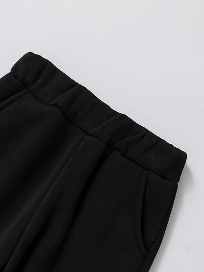 2pcs Boys' New Fashion Hooded Zip-Up Jacket and Pants Set, Black and White Striped Print Trendy Cool Style Outfit for Autumn/Winter, Thickened Sportswear with Pockets, Durable Polyester Fabric, Perfect Gift Choice for Kids, A