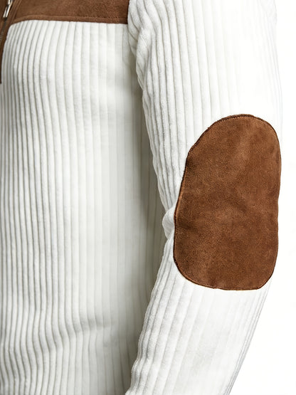 Men's Autumn Winter Color Block Pullover Sweater with Lapel