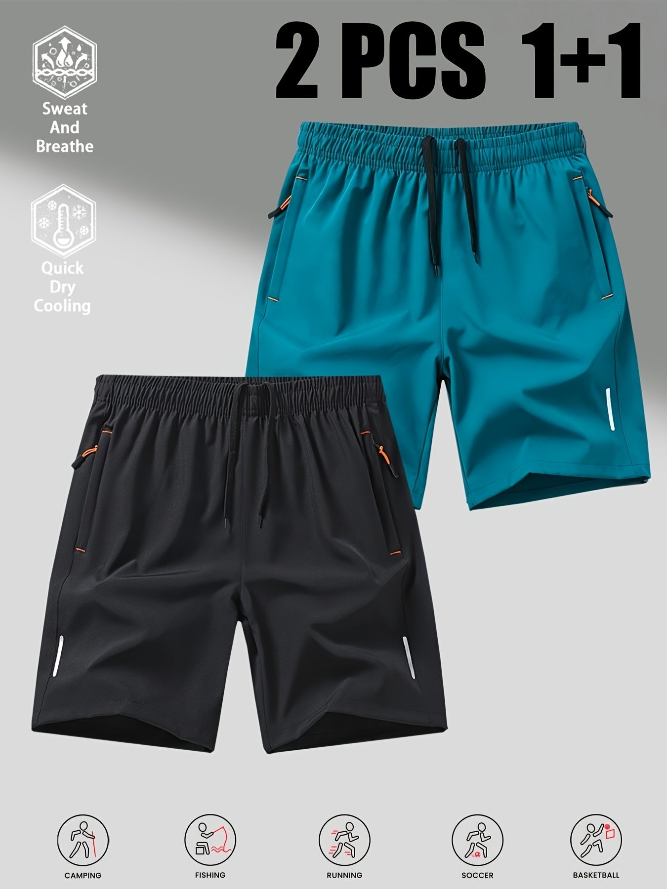 Men's Quick-Dry Casual Shorts 2-Pack for Summer Sports
