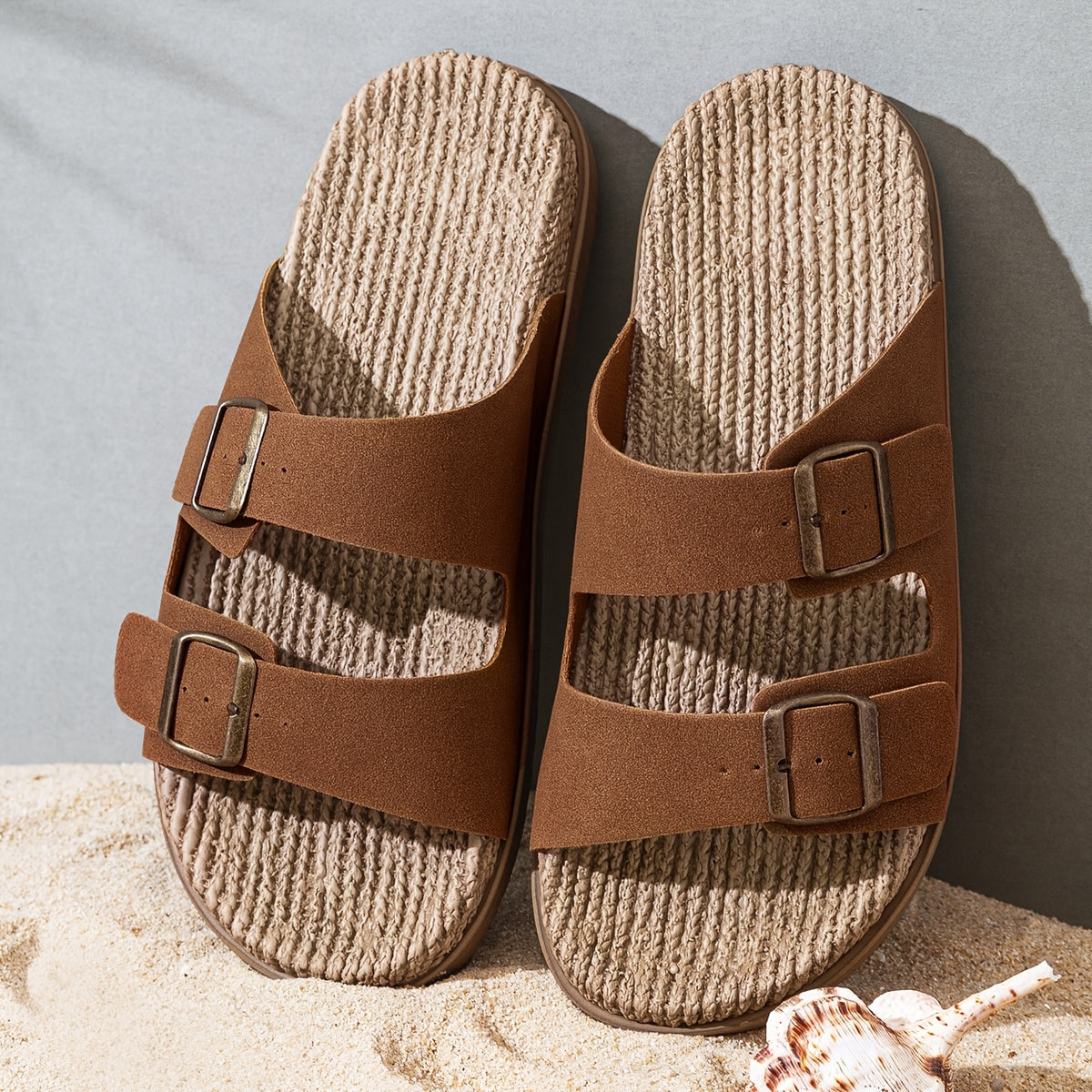 Men's Casual Outdoor Slip-On Sandals with Double Buckle