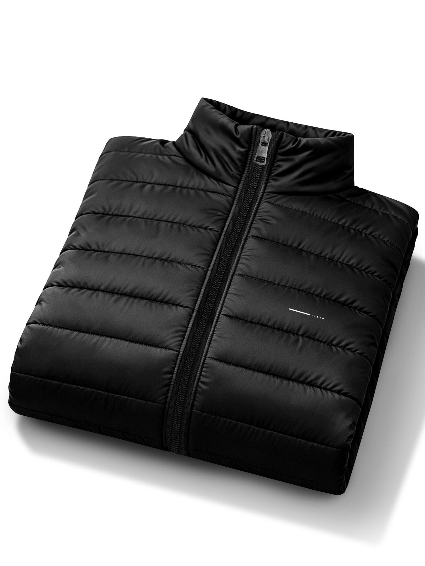 Men's Stand Collar Padded Coat with Zipper Pockets for Fall-Winter