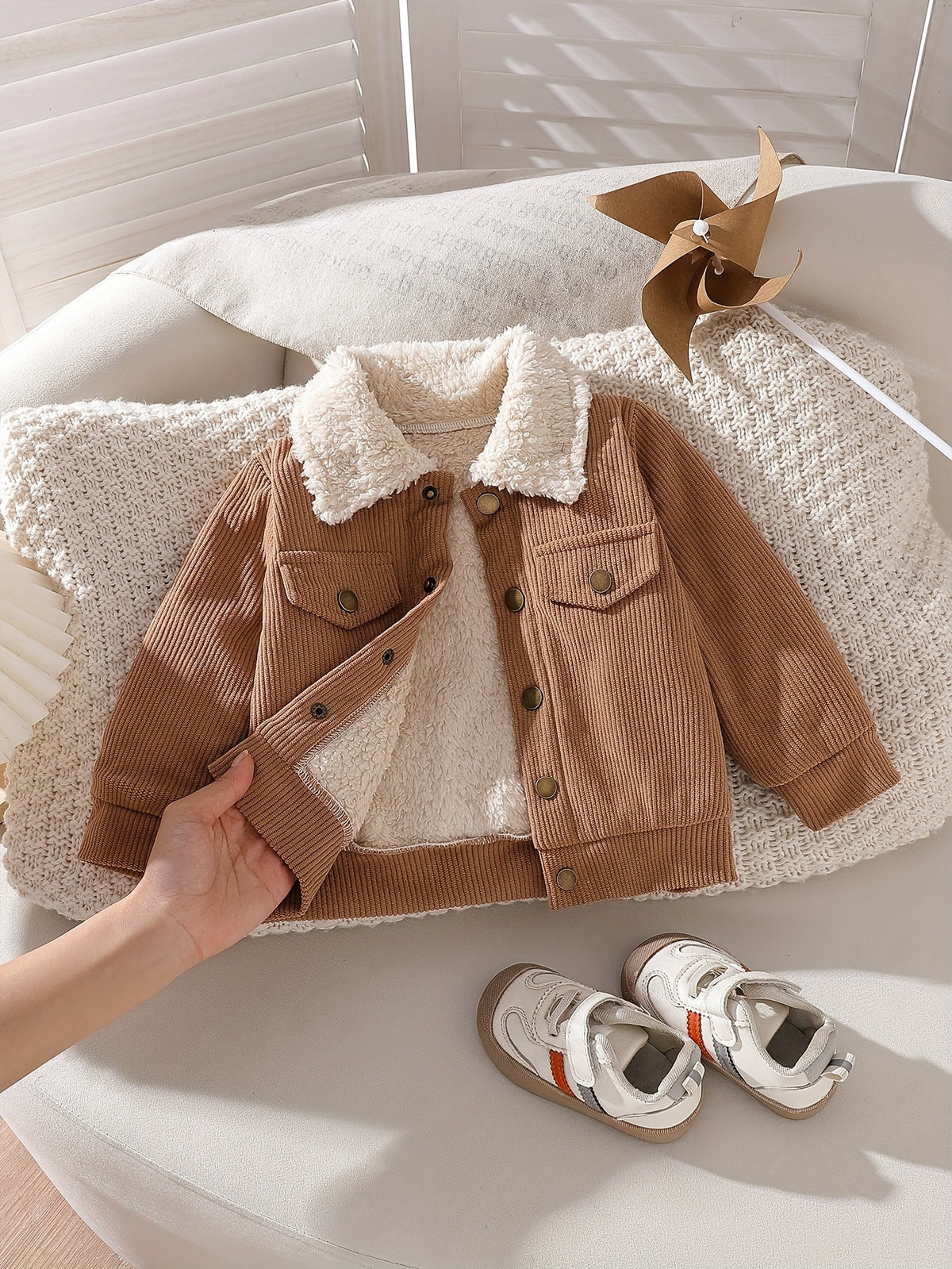 Boys' Fall/Winter Lapel Jacket with Faux Pocket Design - ayq