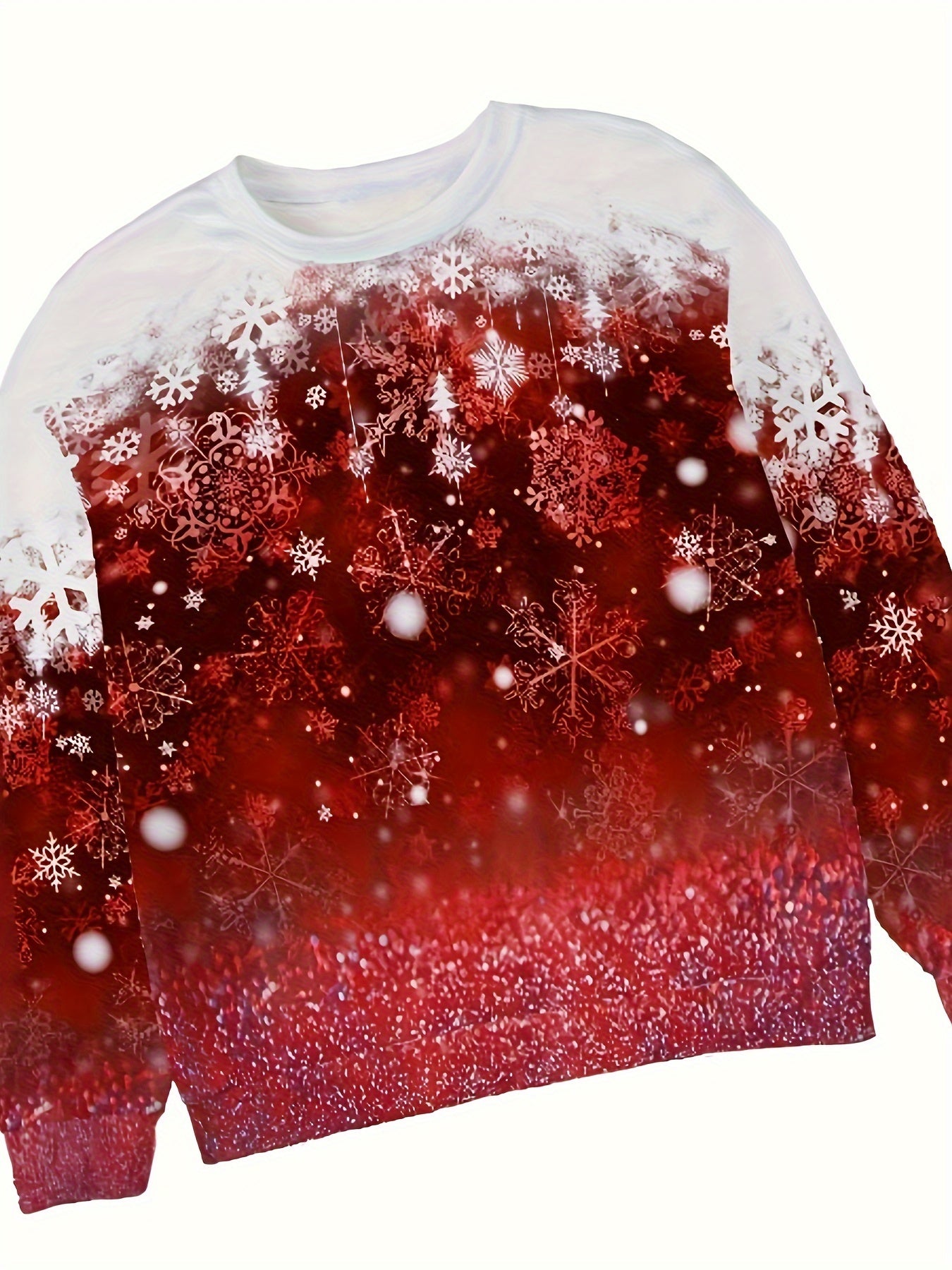 Snowflakes Print Pullover Sweatshirt, Casual Long Sleeve Crew Neck Sweatshirt For Fall & Winter, Women's Clothing