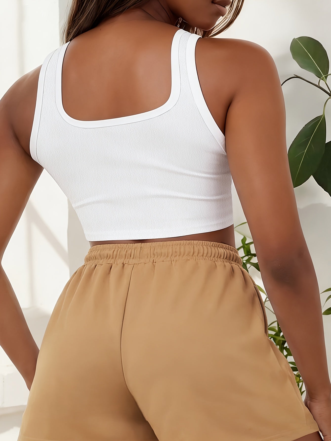 Buttery-Soft Crop Tank & Drawstring Shorts Set for Casual Wear