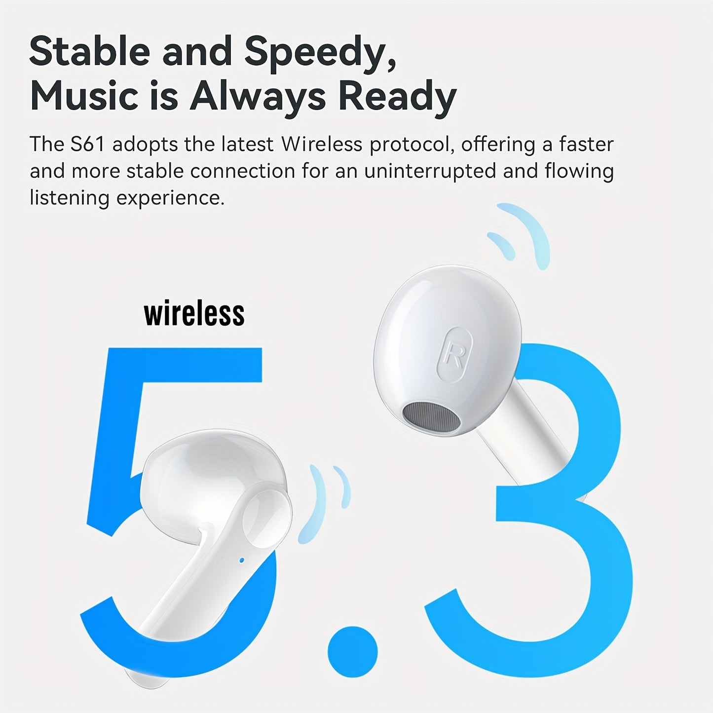 Wireless Earbuds Headphones, 40H Playtime Stereo Ear Buds, LED Power Display Cordless In-Ear Earphones with Microphone for iOS Andriod Cell Phone Sports
