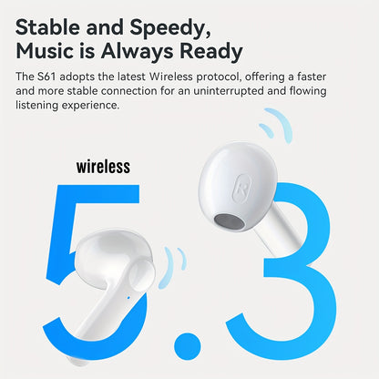 Wireless Earbuds Headphones, 40H Playtime Stereo Ear Buds, LED Power Display Cordless In-Ear Earphones with Microphone for iOS Andriod Cell Phone Sports