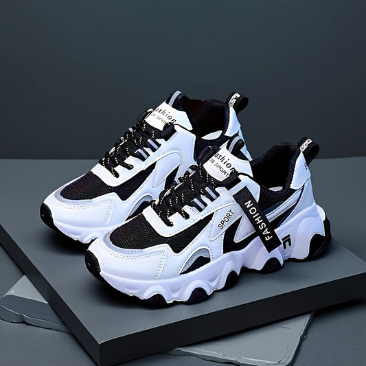 Women's Breathable Mesh Sneakers - Casual Lace-Up, Low Top Sneakers with Faux Cover  PU Sole for Summer