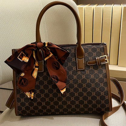 Created-Rubynet Large Handbag with Greek Key & Bow Design - Deep Brown Handbag, Golden-Tone Hardware, Fashion Bag for Ladies, Fashion Bags, Round Handbag, Fashionable Bags, Handbags Aesthetic, Large Soft Purse, Rectangular Ha