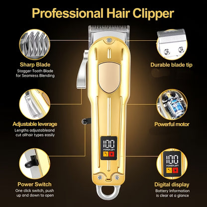 Professional Rechargeable Electric Hair Clipper | 4 Different Length Settings, Low Noise, USB Fast Charging, Unisex, Portable Hairdressing Kit | Ideal Gift for Men on Father'S Day, Christmas - ayq