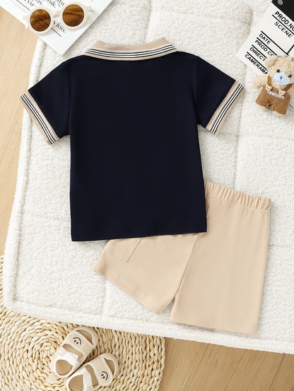 Boys' Summer Casual Polo Shirt & Lightweight Shorts Set