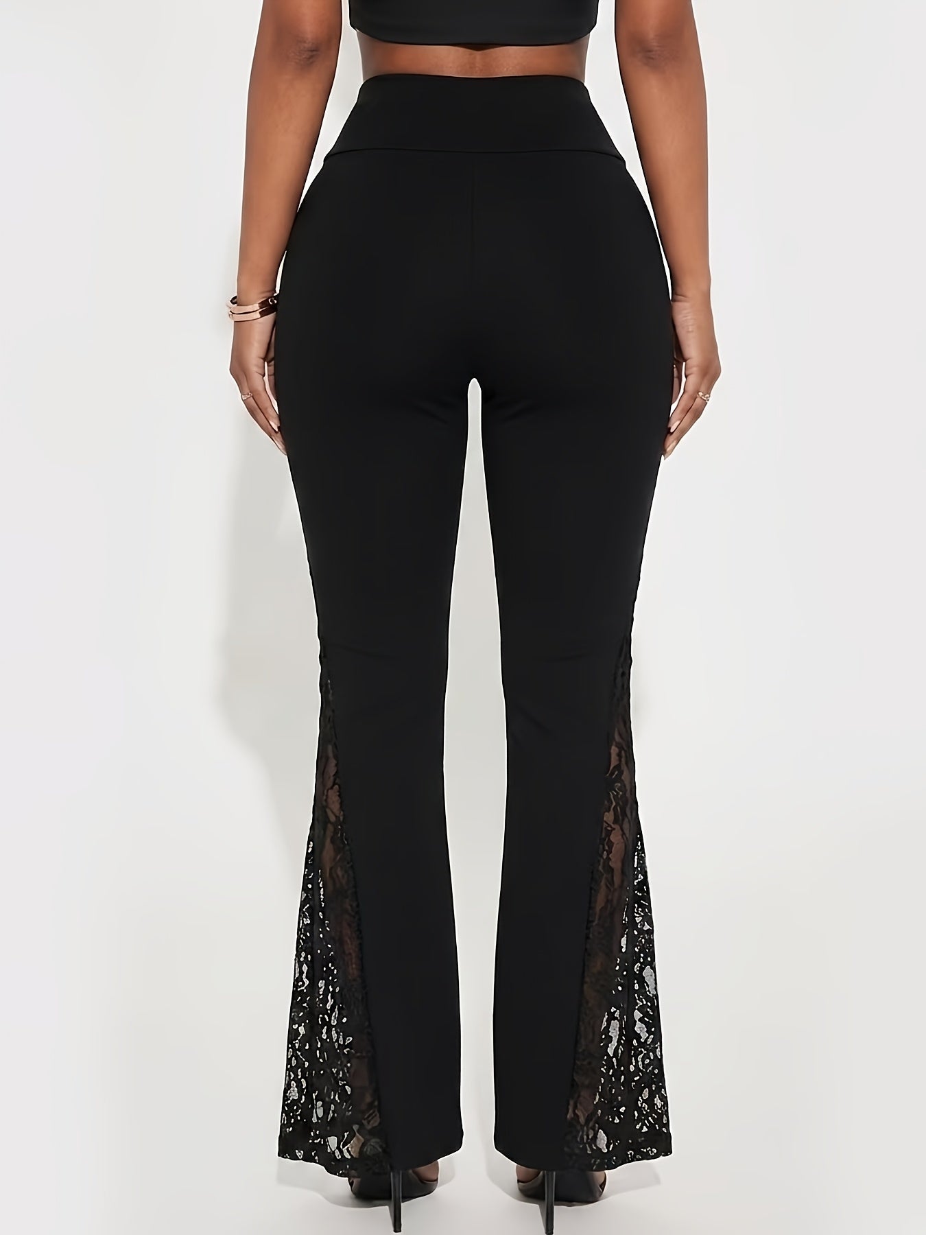 Y2K High-Waisted Wide-Leg Pants with Tummy Control & Lace Detail