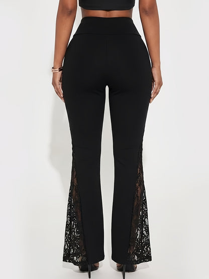 Y2K High-Waisted Wide-Leg Pants with Tummy Control & Lace Detail