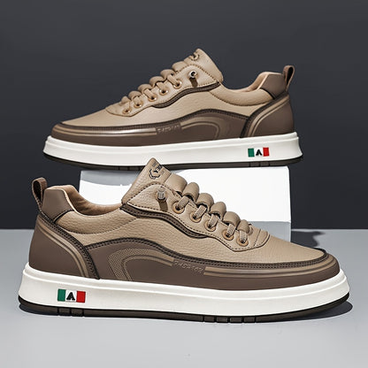 FC06 Men'S Casual Sneakers - Black  White Low-Top Lace-Up Shoes with Italian Flag Design, Faux Cover Upper, Cushioned PVC Sole, Breathable Fabric Lining for All-Season Comfort, Everyday Footwear, Modern Sneakers, Fabric Line