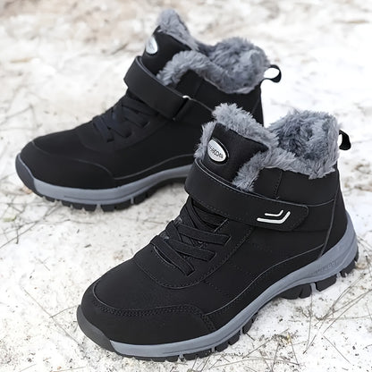 Men's & Women's Heavy-Duty Winter Snow Boots - Thick Short Boots with PU Upper, Rubber Sole & Striped Tread - Hiking, Mountaineering, Ice Climbing Shoes - Warm Cold Weather Footwear (Unisex Sizes Available)