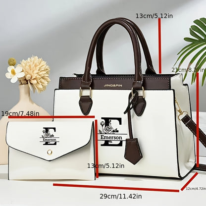 Elegant Black Women's Shoulder Bag Set with Custom Logo