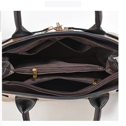 3-Piece Women's Faux Leather Handbag Set with Adjustable Strap
