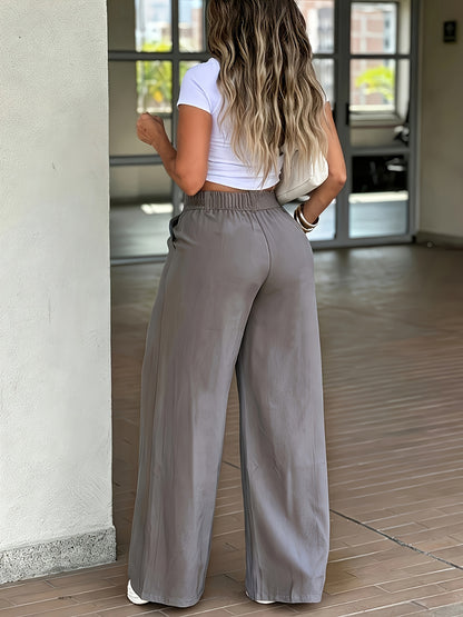 Women's High-Waist Wide-Leg Flowing Casual Trousers
