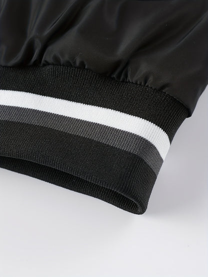 Men'S Winter Jacket with Detachable Hood - Warm Fleece-Lined Zip-Up Coat, & Orange Contrast Design, Polyester Lining, Regular Fit for Cold Weather, Casual Outerwear, Durable Zipper Closure