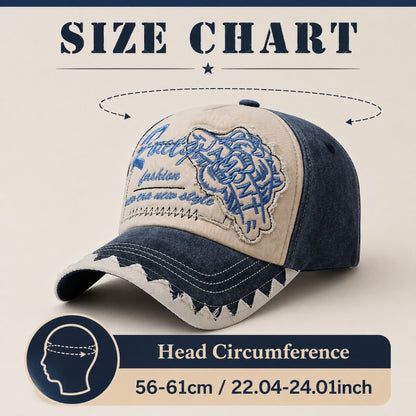 Vintage Washed Unisex Adjustable Baseball Cap with Embroidered Patch
