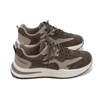 Men's Retro Casual Lace-Up Dad Sneakers with Height Boost